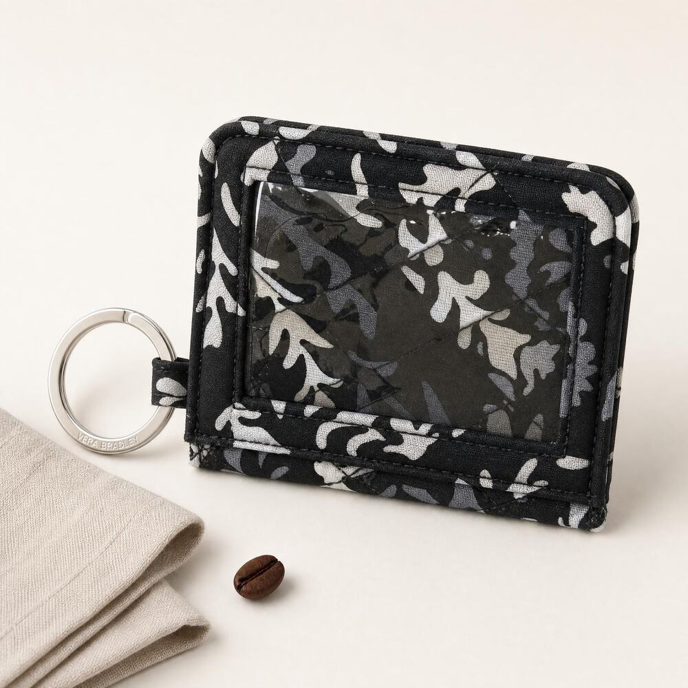 NWT Vera Bradley Campus Double ID Wallet, Paisley Noir Quilted Coin Purse